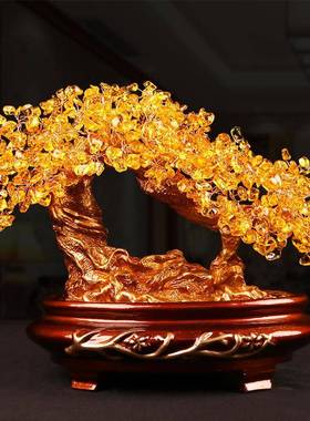 MPX厂晶家黄天然水招财家树发财树珊瑚摇钱树红色客厅居开业送礼