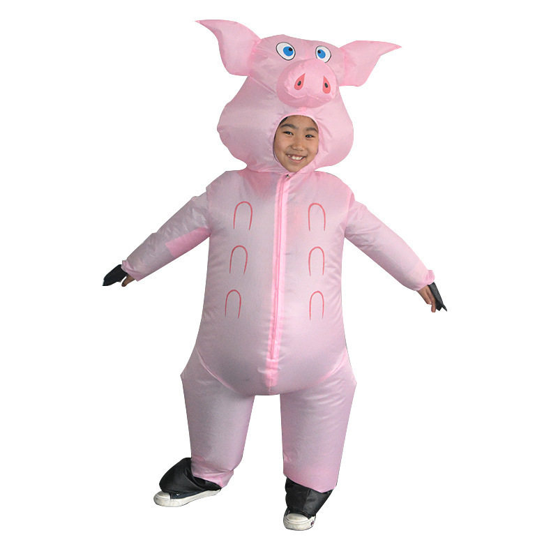 儿童粉猪充气服可爱搞笑行走