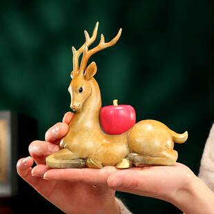 彩铜一鹿平安摆件 家居办公室祥鹿工艺品桌面梅花鹿迷你小装饰