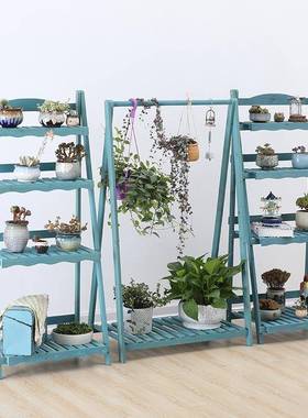 绿花架子实木质防腐阳客厅置台物架多层省空间DYN落萝地多肉吊兰