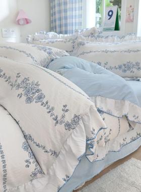 被超软双层纱公主风SZI四件套花边宿舍三件套款床单套通床笠四季