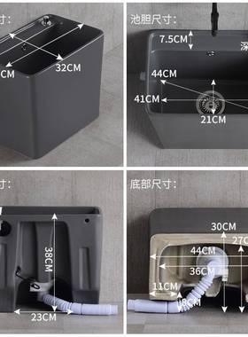 落地式长方形洗拖把池地拖盆灰色拖布池家用阳台卫生间拖帕墩布池