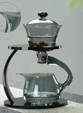 高硼磁硅全玻璃半自动泡茶器懒人磁吸茶具办公室套FIQ泡茶茶吸具
