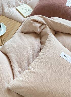 睡好材质｜A类日式裸99549色纯棉双层纱套四件全棉双拼裸用床单床上品