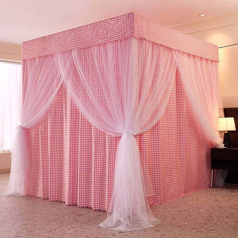 家用卧室防尘隔加厚床帘遮光一体式蚊帐单双人1.8米床围帘1.5床幔