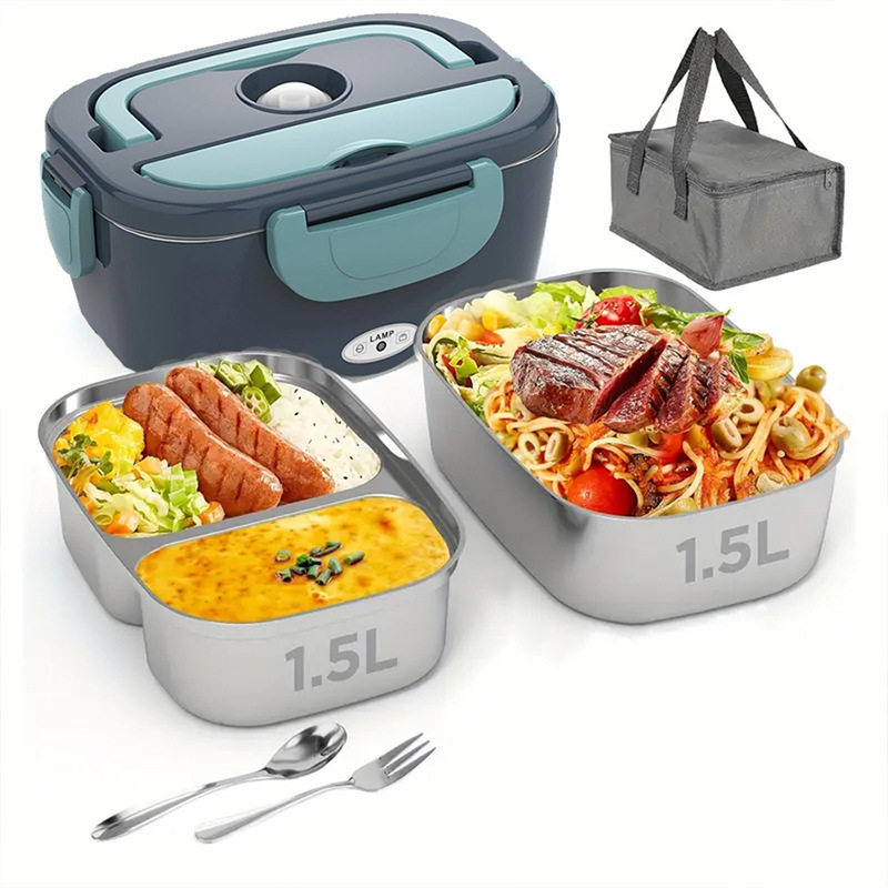 ,304不锈钢加热饭盒双格内胆,60w-80w,1.5-2.9L电加热
