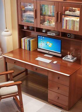 字J&书桌实木电脑学桌书架书柜一体组BFB儿童习桌椅卧合室学生写