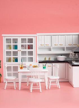 :娃12娃屋dollhous迷e你微缩厨房料理台餐桌椅橱柜1套装场景WNE道