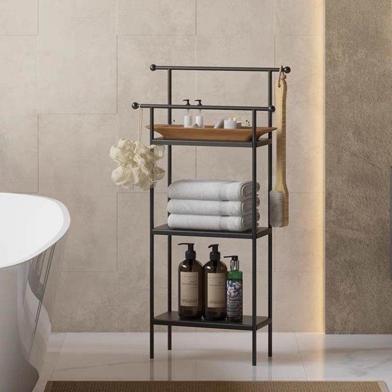 间轻奢免打孔毛落地多层巾架家室用浴置物架卫生收纳UGE储物架