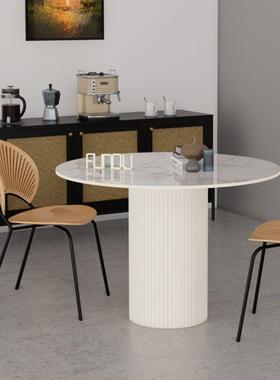 轻奢岩板餐桌奶风高端厅酒店家用饭休会闲客洽谈油MXM桌桌椅圆桌