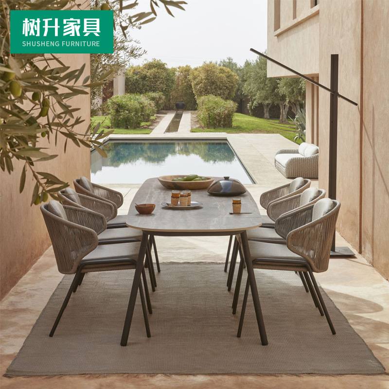 户外桌椅乡村花园餐桌椅组合家具庭院阳台藤椅三件套阳台简约休闲