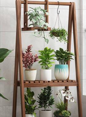 花架绿YLV萝吊兰多置实物架田园风阳台客室厅层内阶梯落地式花架