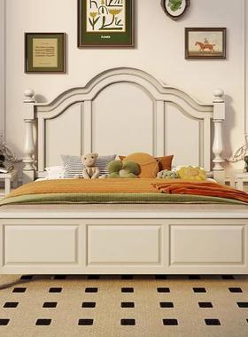 高美式白色全实木箱双人床风格具1家HTY.8铺米婚床原木欧式板床卧