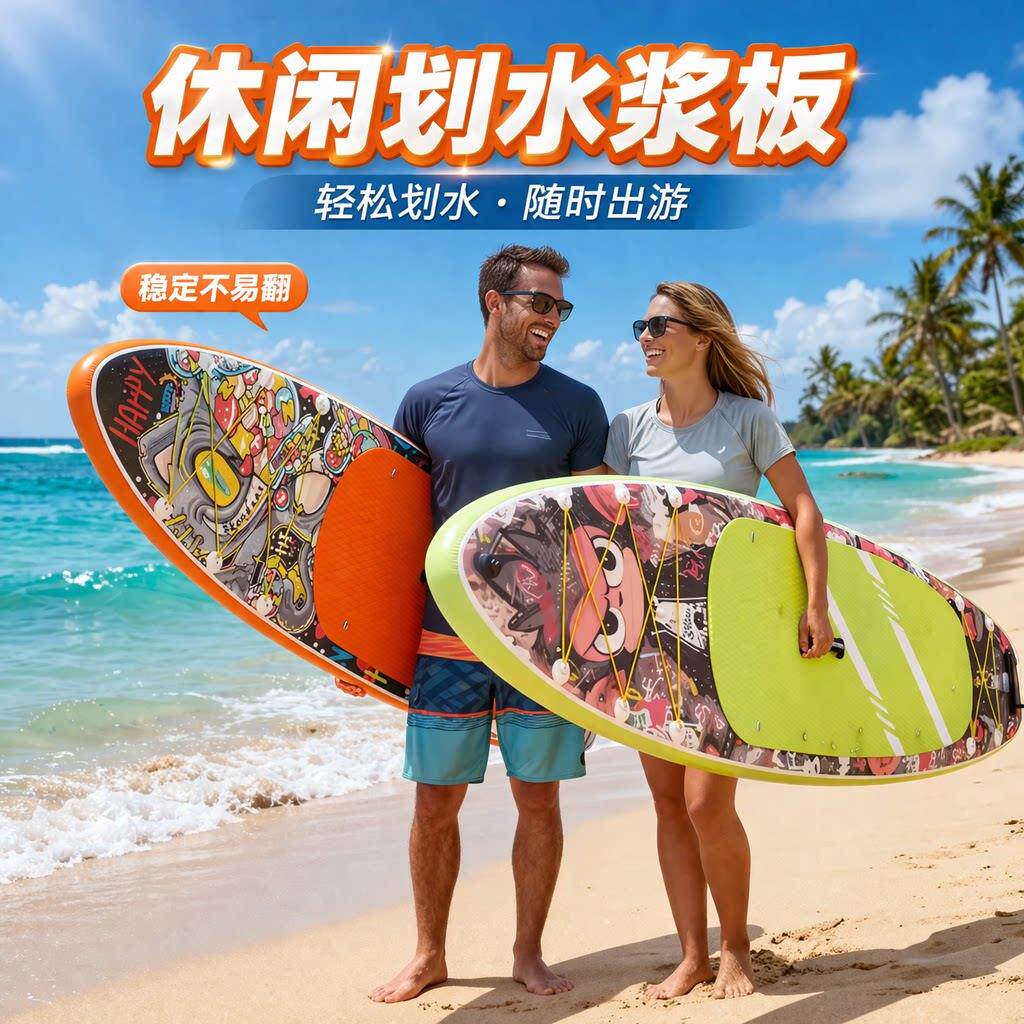 新手初学休闲浆板双层钓鱼亲子双人站立充气桨板入门水上划船浮板