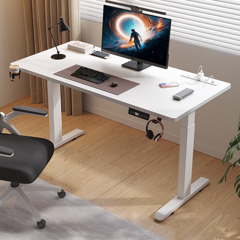 赛瑞格智能实木电动升降桌支架工作台办公电脑桌可移动家用窄书桌
