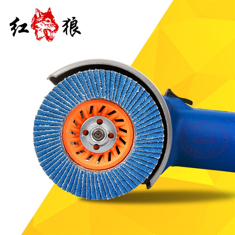红狼百叶片100*1网基强力弹性磨盘抛光片气动打磨片砂纸片百页轮