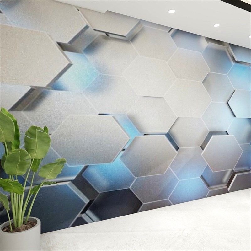 3d立体贴纸科技感墙纸几何健身房ktv电竞酒店办公室背景墙装饰画