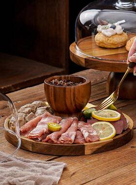 创用两用相思木蛋糕托盘家客厅点心盘XKM甜台展示架意木质品高脚