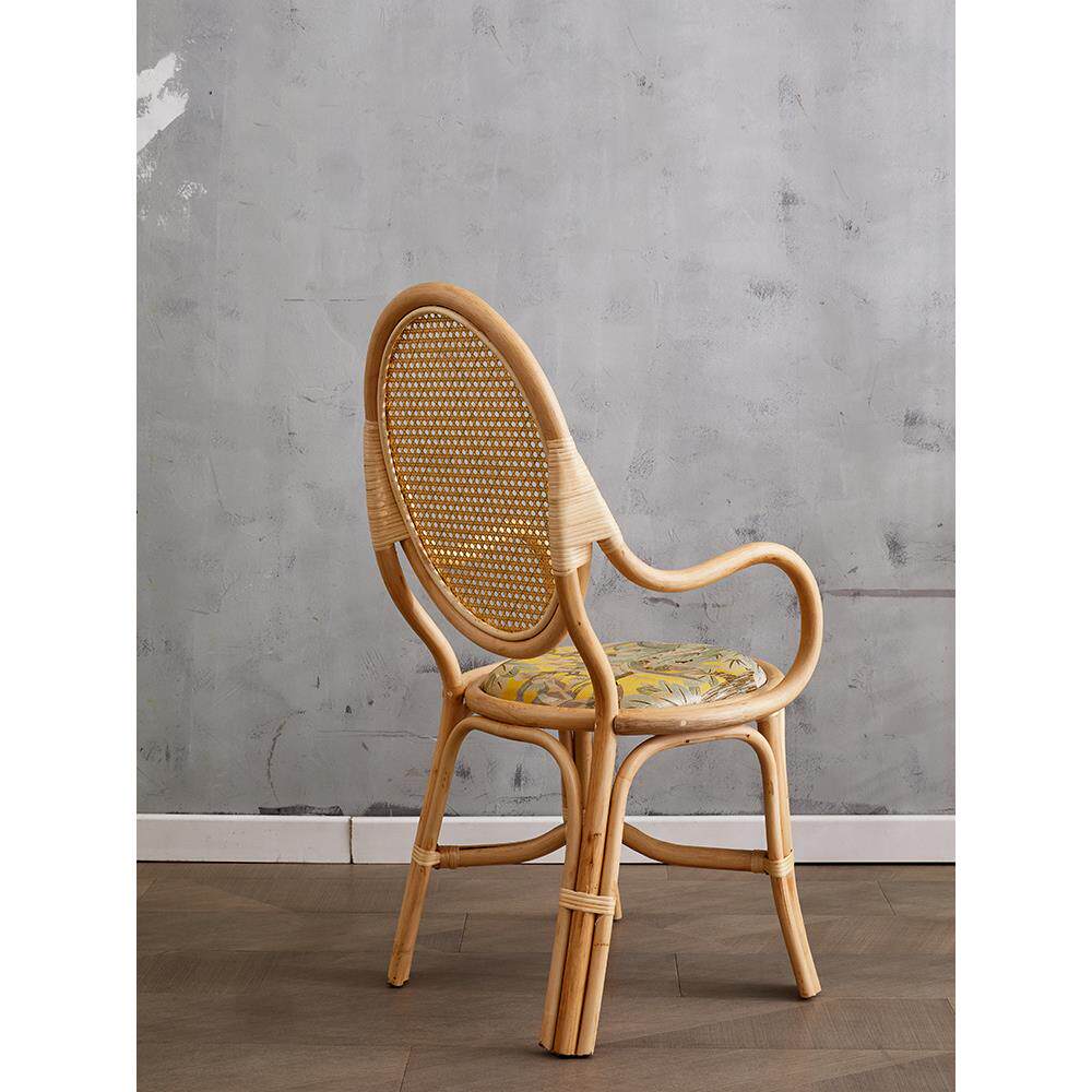 法式印尼藤编椅子中古餐250吧椅人靠复单高背椅阳台古欧式家用休