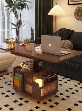 升降茶几折叠移动推车木茶台茶实桌小户型发XZB厅多功能沙餐桌客