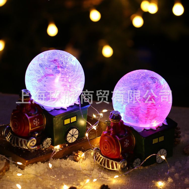 跨境热销圣诞老人水晶球装饰品