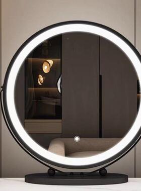 网红智能LLE光LED补灯化妆镜台式大号面多能梳妆台镜功可桌旋转家