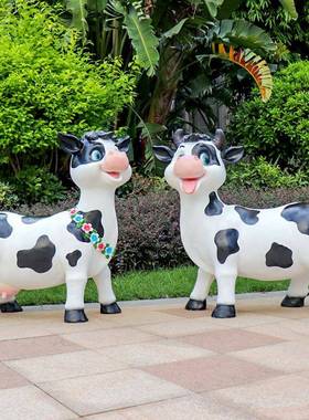 物奶牛雕塑户外园林动景产观公园区房地农场73621玻小璃钢摆件田