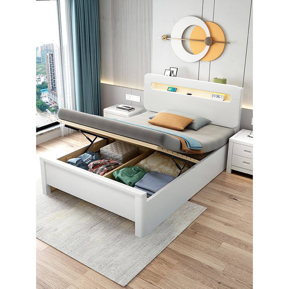 1.2实木床1.3JXX5单人气动米压高储物1.5侧开收纳箱气体1m箱一二