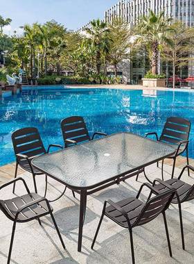 户外花园桌椅庭院铁阳五件套几组合室外露天台艺商务接EHZ待茶休