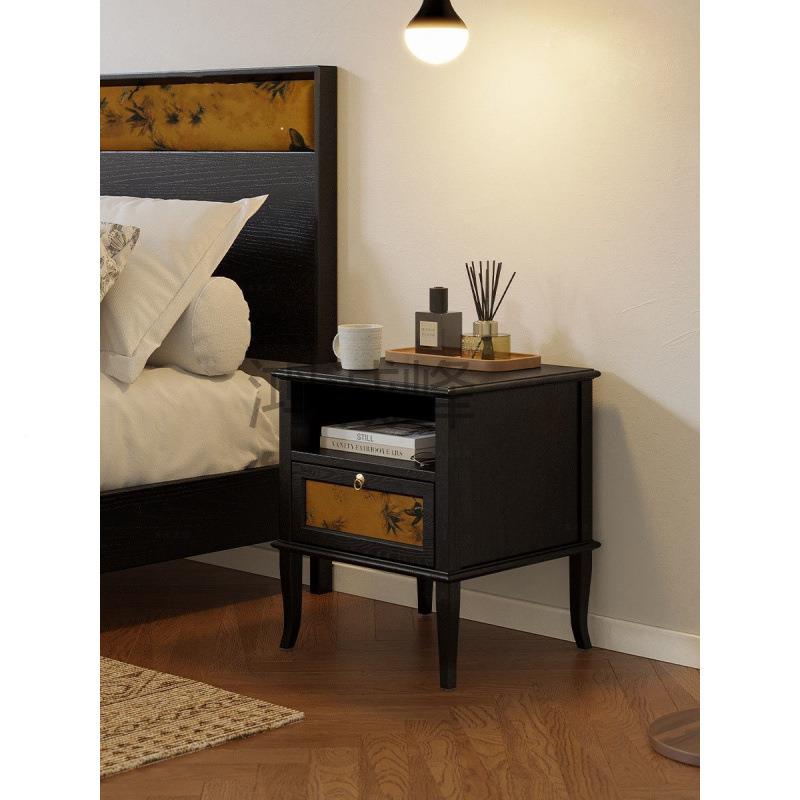 Hc实木床头柜香云抽纱古法式客厅柜中国边风屉SSO储物卧室中古床