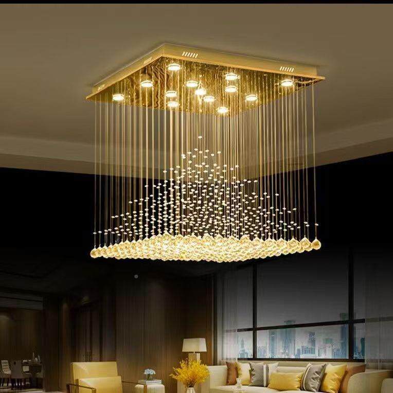 现代简店长方形水晶吊灯客餐厅灯水晶灯家居厅酒客约900房饭店金