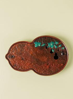 紫铜葫芦壶承茶盘用复家古干泡盘UIS人用储水式型中式一小茶台干