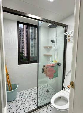 批量程款淋干浴隔断房轨一字型整体浴室ATU湿分离双道工吊轮钢化