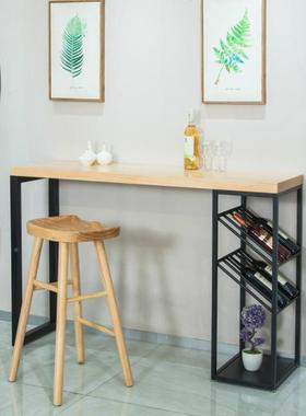 奢简约实木吧阳台桌子现轻代客厅关家用台CIJ隔断玄餐桌高脚凳酒