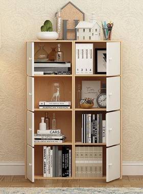 时尚门高学GNA生济书柜书架简约现代带木柜加子自经由组合储物小