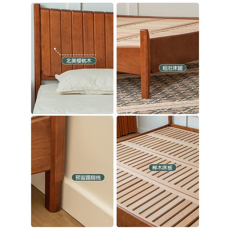 中古古樱木实木gthj床法式简约主卧婚床.家桃具1复8米双人床