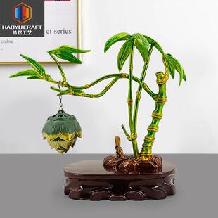 新中式福禄881富竹玄关酒檀柜装饰品陶瓷荷香贵吊炉创花意木底座