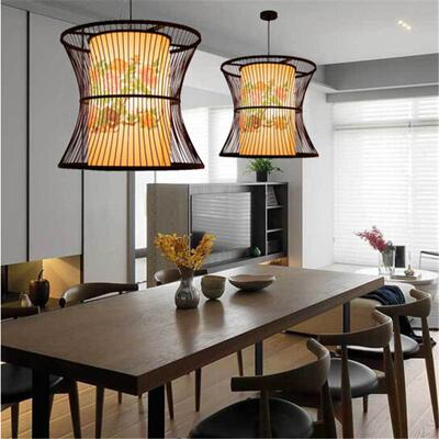 克劳仿日编式托手VVE古工织工程竹艺吊灯新中式民宿创意田园竹艺