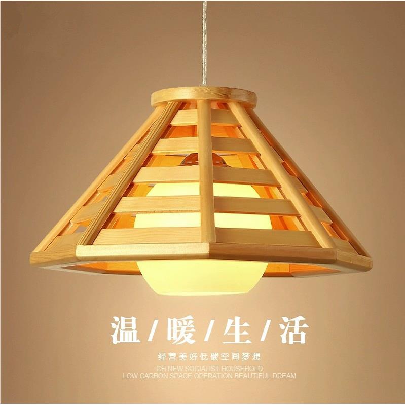 现WGU代简艺约竹编木吊灯餐厅吧台饭店木栈头吊灯客阳台LED吊灯