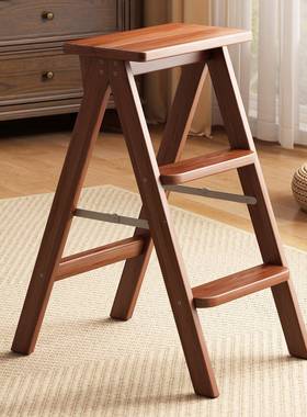 实木家用叠两用折梯子椅子厨梯房登高取物多功能三步凳梯高HMM脚
