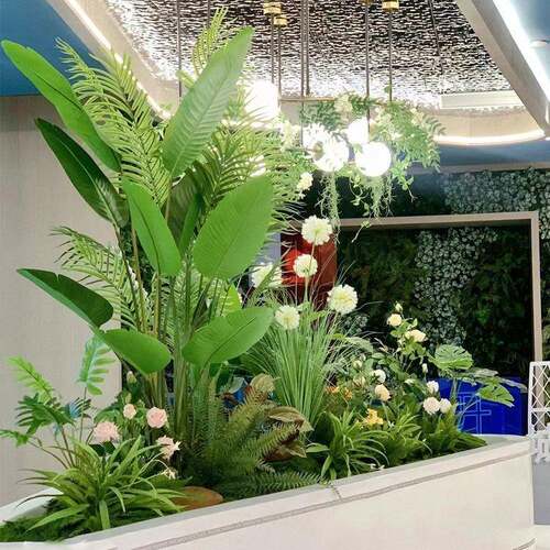 仿真植物造景墙露营OXA风绿植楼物梯间景角观假植酒吧橱窗场景装