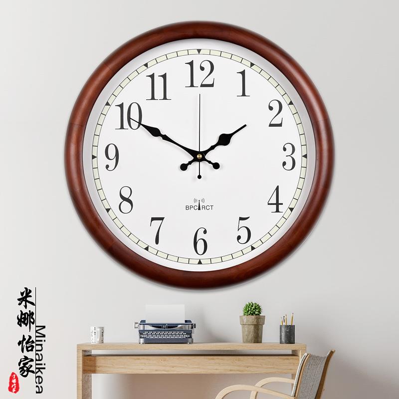 代代大田园客厅静音挂钟欧式时尚仿古电波钟现简约创现1144/114时