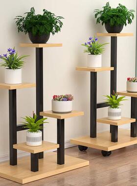 铁艺花架子带轮可EQJ移动新款用客盆厅花阳台落家地花架多层养置