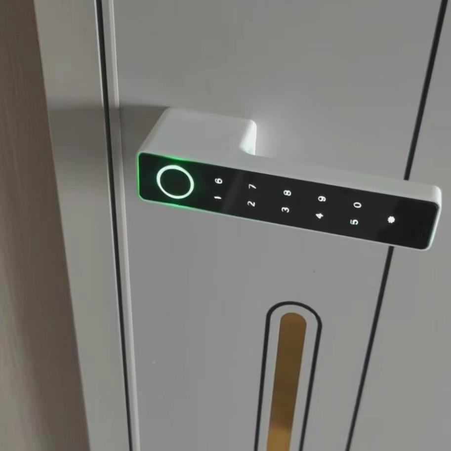 工厂室内静音简约门指纹锁全触码极简密RZV锁刷能开智门木锁