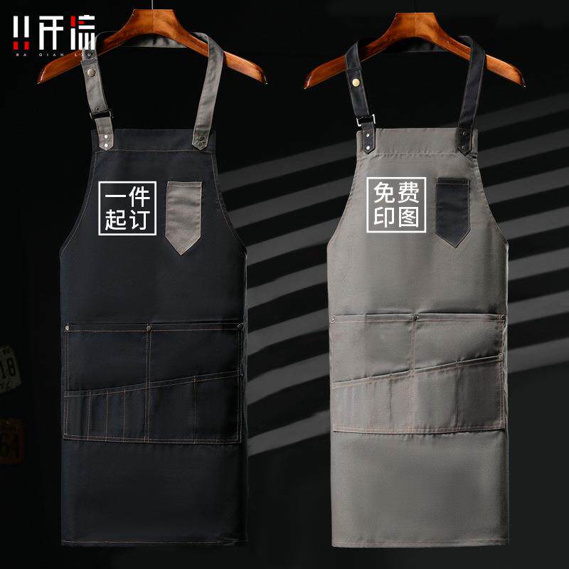 布款964围裙美耐穿LOGO印字发美帆甲理发店发型工师作服男女围腰