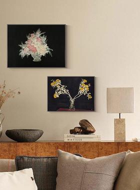 常玉SZO新中式式花法卉装画小众客饰厅挂画复古书房壁画卧室艺术