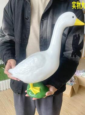 花园庭院饰品饰摆件大白装鸭大号物LPR仿真动物装摆件水池造景观