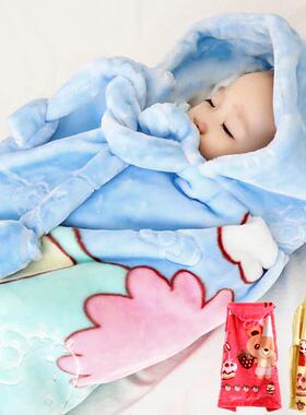 婴儿抱被初生宝被j27h1ShL子春秋款外出加厚斗包宝毯子瑚绒珊包被