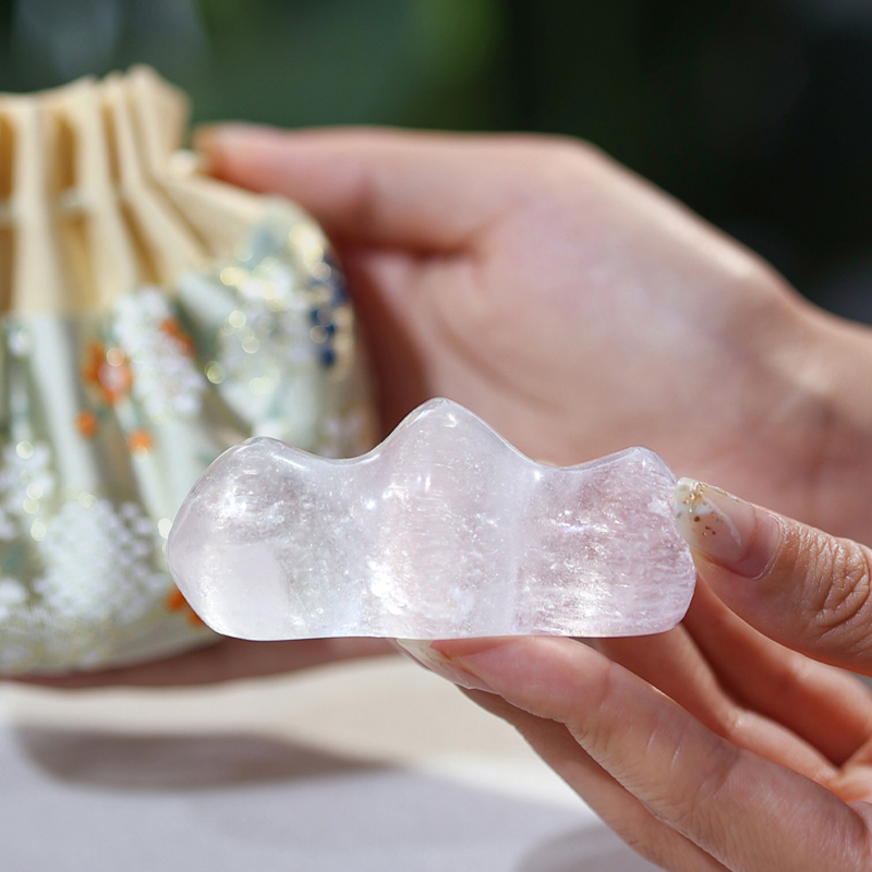 文斋纯手工天然水晶笔搁粉色白色毛笔多功能玉石笔山笔架笔托初学