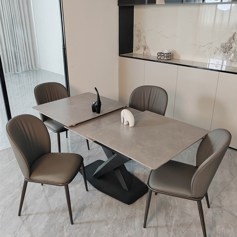 岩板餐桌可伸缩长方形家用1.2米小户型现代简约2023新款折叠饭桌